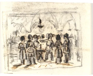 Rascunho de composição com uma cena medieval (?)