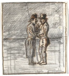 Dois Skagboers em conversa à beira-mar