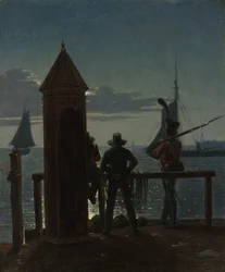 Vista das muralhas da Cidadela em Copenhague ao luar, 1839.