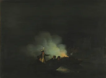 A travessia de Matthijs Beelaerts, comandante da Guarda Nacional, para Papendrecht na noite de 22 de novembro de 1813