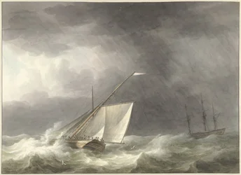 Dois veleiros em um mar turbulento