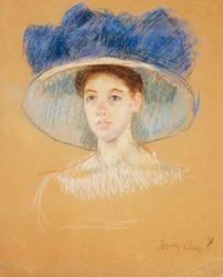 Cabeça de uma mulher com um chapéu grande, c.1909