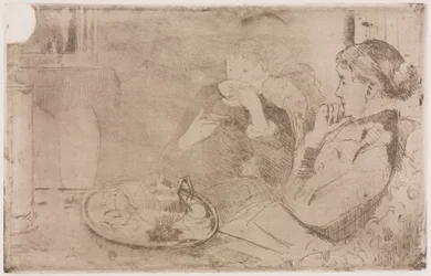 Lydia e sua mãe no chá, c. 1880