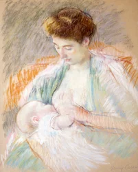 Mãe Rose amamentando seu filho, c.1900 (pastel sobre papel)