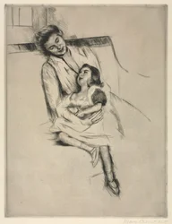 Reine e Margot sentados em um sofá, c. 1902
