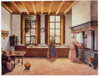 Cozinha do Zwijnshoofd Hotel em Arnhem, 1838