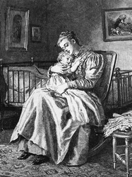 Uma mãe a acarinhar o filho