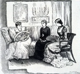 Senhoras com fãs.