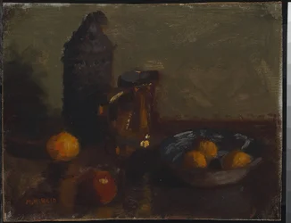 Ainda vida com frutas, c.1900 (óleo sobre tela montado em compensado)