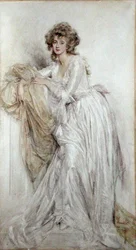 Uma Dama Eduardiana (aguarela sobre papel)