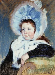 Dorothy em uma capota muito grande e um casaco escuro, c.1904