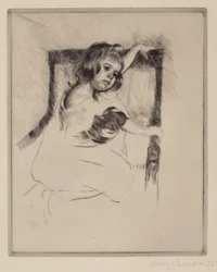 Ajoelhado numa poltrona (Margot), c.1903(ponto seco)