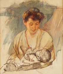 Mãe Rose, olhando para seu bebê dormindo, c.1900