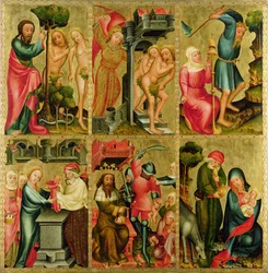 Ala direita do Altar Alto de São Pedro em Hamburgo, o Altar de Grabower, 1383 (têmpera no painel)