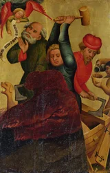 A construção da arca do altar-mor de São Pedro em Hamburgo, o altar de Grabower, 1383 (têmpera no painel)
