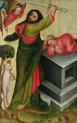 O Sacrifício de Isaac do Altar Supremo de São Pedro em Hamburgo, o Altar de Grabower, 1383 (têmpera no painel)