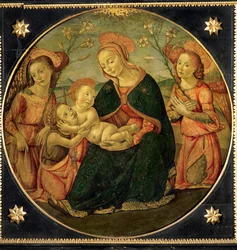 Virgem adorando o menino com João Batista e dois anjos (pintura sobre madeira)