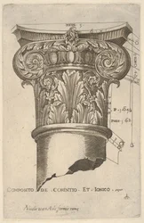 Capital compósito com medidas, ca. 1537.