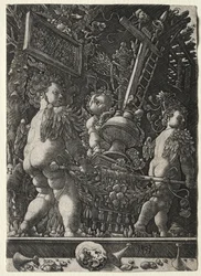 Anjos carregando os emblemas da paixão