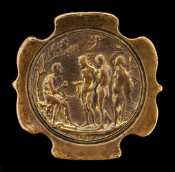 Espada Pommel com a insígnia de O Julgamento de Paris... segunda metade do século XV.