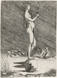 Navegação da fortuna em um globo voado, c.1510-15