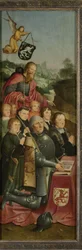 Painel comemorativo com oito retratos masculinos