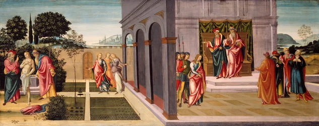 Susanna e os Anciãos no Jardim, e o Julgamento de Susanna perante os Anciãos, c. 1500.