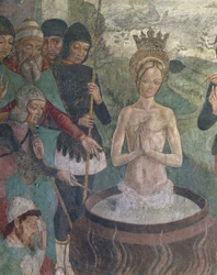 Itália, Região do Piemonte, Província de Alessandria, Serralunga di Crea, Sacro Monte di Crea, Santuário de Santa Maria Assunta, Capela de Santa Margarida de Antioquia, Paixão de Santa Margarida de Antioquia, detalhe