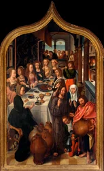 Tryptic: "The wedding of Cana" Pintura do mestre de San Lorenzo. Paróquia de San Lorenzo della Costa, Santa Margherita Ligure (Génova)