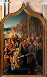Tryptic: "a ressurreição de Lázaro" Pintura do mestre de San Lorenzo. Paróquia de San Lorenzo della Costa, Santa Margherita Ligure (Génova)