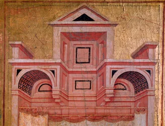 Santa Cecília e a história da sua vida (Detalhe de Arquitectura) - retábulo, c.1290-1320