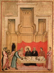 Santa Cecília e a história da sua vida Detalhe: o banquete de casamento de Cecília e Valério - retábulo, c.1290-1320