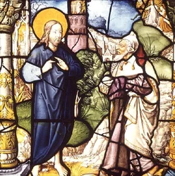 A Tentação de Cristo, janela, Escola de Colônia, primeira metade do século 16 (vitrais)