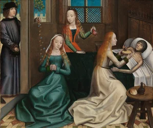 A Caridade de São Nicolau, do Altar de São Nicolau, c.1486-93 (óleo sobre painel)