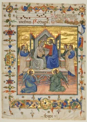 Fólio de um antifonário: Coroação da Virgem, anos 1400.