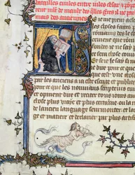 Ms 777 Monk copiando um manuscrito, de A História de Roma por Livy (59 aC-17 dC) c.1370