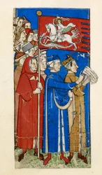 Cocharelli, Tratado sobre os vícios e virtudes, Adicionar MS 27695, f.10r, c.1330-40 (pigmento sobre pergaminho)