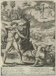 Apollo Slaying Python, prato um da História de Apollo e Daphne