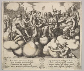 Prato 30: Vénus e Cupido a defenderem o seu caso na presença de Júpiter e de outros deuses, 1530-60.