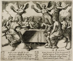 Os deuses celebrando o casamento de Psique e Cupido