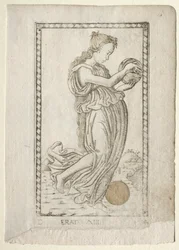 Letra da música Erato e poesia de amor da série Tarocchi D ..., antes de 1467.