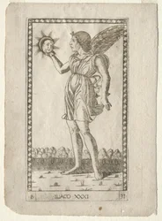 Gênio do Sol do Tarocchi, série B: Princípios e Virtudes Cósmicas, nº 31, antes de 1467.
