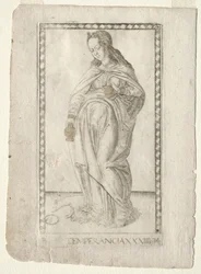 Temperança do Tarocchi, série B: Princípios e Virtudes Cósmicas, nº 34, antes de 1467.