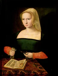 Retrato, de, um, mulher jovem, (panel)