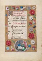 Horas da rainha Isabel, a Católica, rainha de Espanha:  Fol. 2r, janeiro - Festa