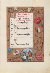 Horas da rainha Isabel, a católica, rainha da Espanha: Fol. 3r, fevereiro, c. 1500.