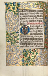Livro de Horas de Uso de Rouen: fol. 22v, O inicial grande com borda elaborada, c. 1470