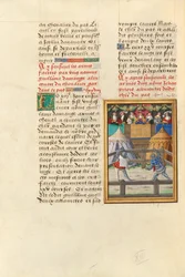 Jacques de Lalaing contra o escudeiro Jean Pitois na passagem de armas da Fonte das Lágrimas