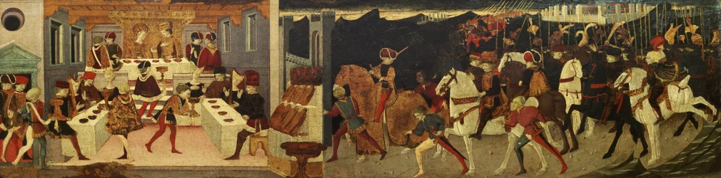 A história de Alatiel, a cavalo e em um banquete (painel)