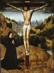 Cristo na Cruz com um Doador, final da década de 1480 (óleo sobre painel)